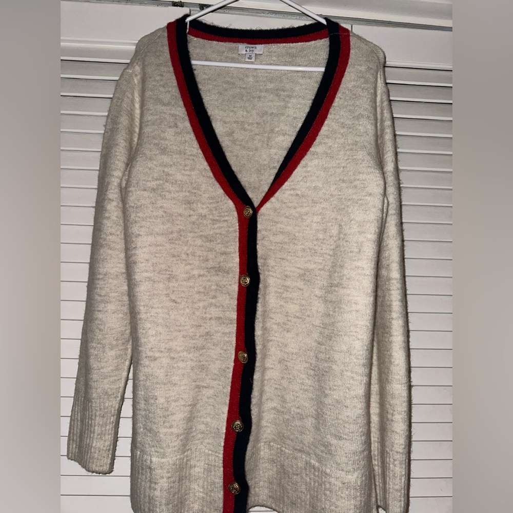 crown & ivy knit cream cardigan